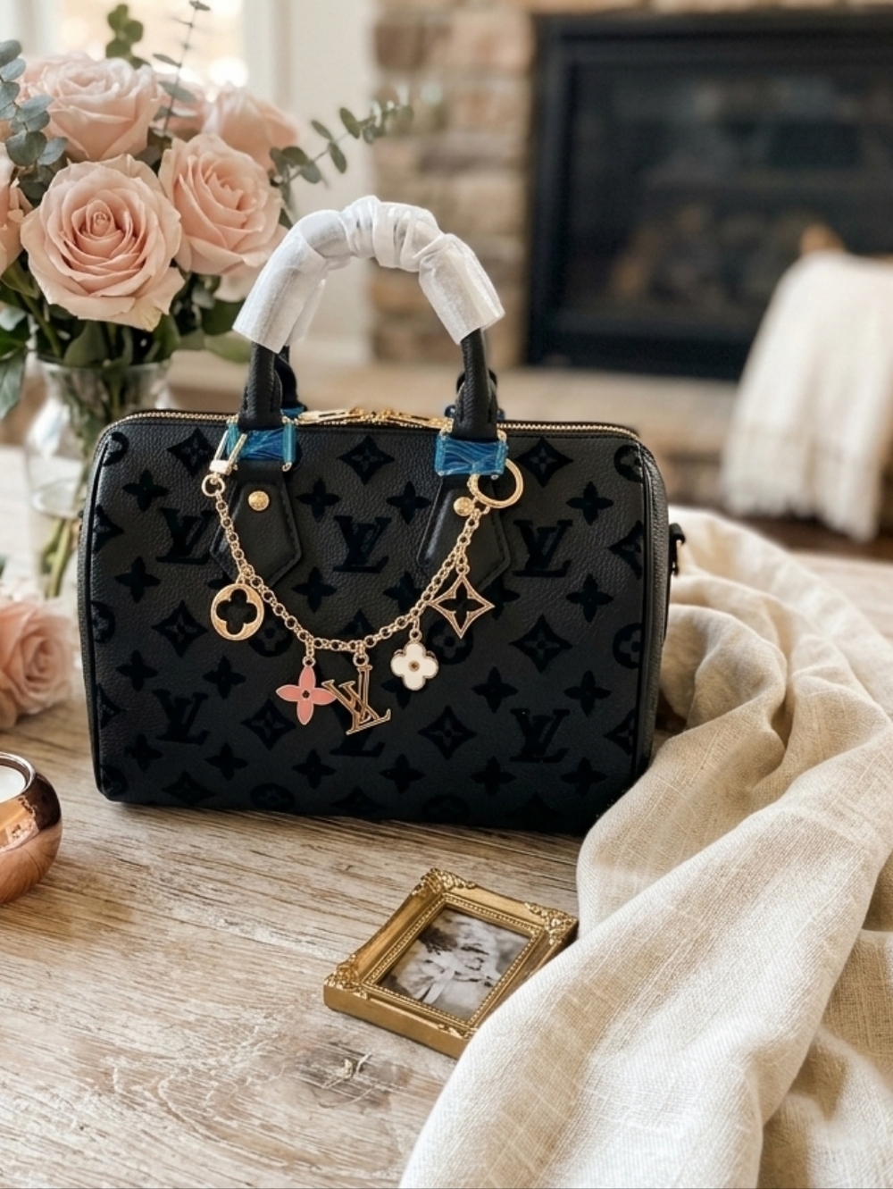 Black Monogram Mini Bag - Elegant Everyday Satchel